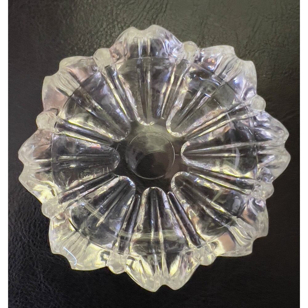 VINTAGE Clear Pressed Glass Ashtray 3" Floral Sunburst Small Round Dish